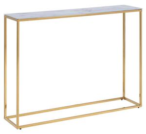 Arcata White Marble Console Table With Gold Frame