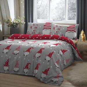 Fusion Gnome For Christmas Silver 100% Brushed Cotton Duvet Cover & Pillowcase Set