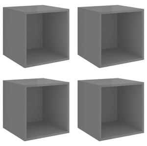 Wall Cabinets 4 pcs High Gloss Grey 37x37x37 cm Engineered Wood