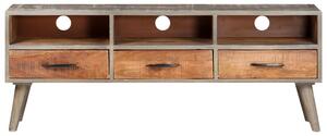 TV Cabinet Grey 130x35x51 cm Solid Rough Mango Wood