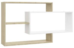 Wall Shelf White and Sonoma Oak 104x20x58.5 cm Engineered Wood