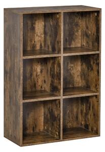 HOMCOM Cubic Cabinet Bookcase Shelves Storage Display for Study, Living Room, Home, office, Rustic Brown