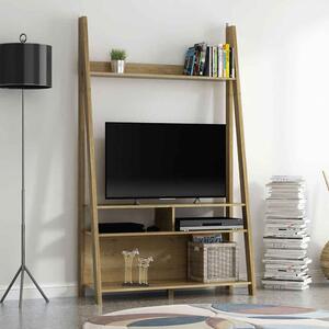 Travis Wooden Ladder TV Stand With 3 Shelves - Oak