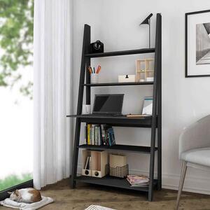 Travis Wooden Ladder Laptop Desk With 3 Shelves - Black