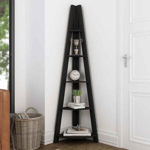 Travis Corner Wooden Ladder Shelving Unit - Black
