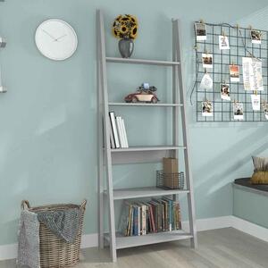 Travis Wooden Ladder Bookcase With 4 Shelves - Grey