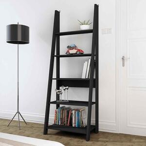 Travis Wooden Ladder Bookcase With 4 Shelves - Black
