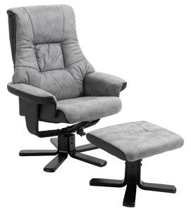 HOMCOM Fabric Recliner Sofa Armchair with footstool Swivel Sofa Grey