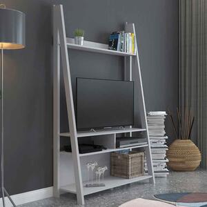 Travis Wooden Ladder TV Stand With 3 Shelves - Grey