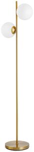 HOMCOM Floor Lamp with 2 Glass Shades, Metal Pole, Modern Decorative with Floor Switch, Gold
