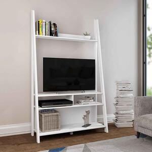 Travis Wooden Ladder TV Stand With 3 Shelves - White