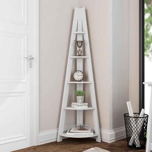 Travis Corner Wooden Ladder Shelving Unit - White