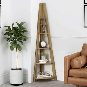 Travis Corner Wooden Ladder Shelving Unit - Oak