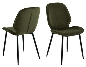 Fairfield Olive Green Fabric Dining Chairs With Black Legs In Pair