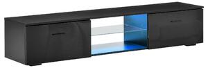 HOMCOM TV Cabinet with High Gloss Door & LED RGB Lights, Remote Control, Storage Cupboard for up to 55" TVs, Black