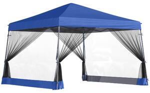 Outsunny 3.6 x 3.6m Outdoor Garden Pop-up Gazebo Canopy Tent Sun Shade Event Shelter Folding with Mesh Screen Side Walls - Blue