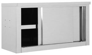 Kitchen Wall Cabinet with Sliding Doors 90x40x50 cm Stainless Steel