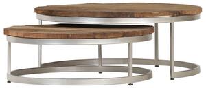 Coffee Table Set 2 Pieces Reclaimed Wood and Steel
