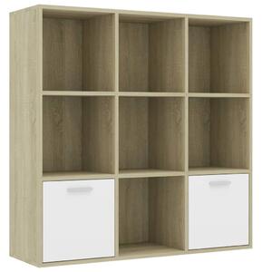 Book Cabinet White and Sonoma Oak 98x30x98 cm Engineered Wood
