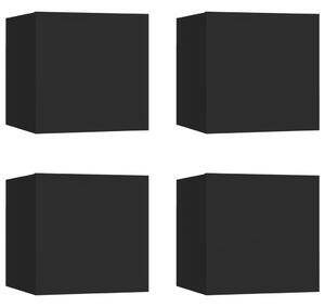 Wall Mounted TV Cabinets 4 pcs Black 30.5x30x30 cm