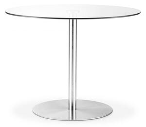Gillian Round Glass Brushed Steel Pedestal Table