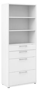 Prima White 4 Drawers Bookcase With 3 Shelves