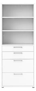 Prima White 4 Drawers Bookcase With 3 Shelves