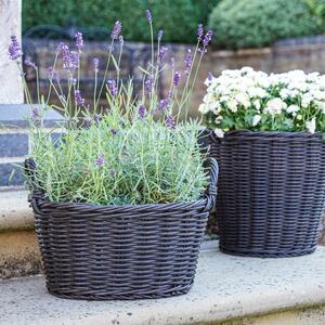 Ivyline Polyrattan Lined Basket Plant Pot