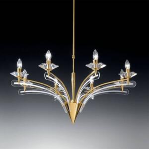 Chandelier ICARO with crystal glass 8-bulb, gold