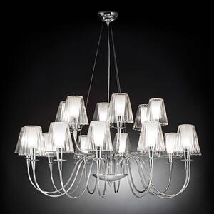 18-bulb chandelier Opera with glass lampshade