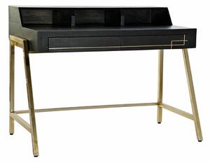 Desk DKD Home Decor Black Metal Golden Mango wood (125 x 74 x 93.5 cm)