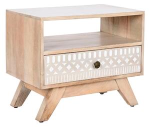 Nightstand DKD Home Decor White Natural Mango wood 55 x 35 x 45 cm