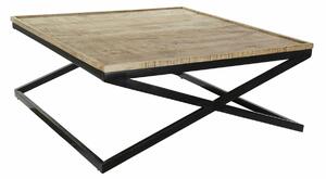 Centre Table DKD Home Decor Black Natural Wood Metal 120 x 120 x 55 cm