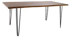 Dining Table DKD Home Decor 180 x 87 x 76 cm Black Metal Brown Acacia