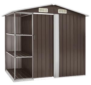 Garden Shed with Rack Brown 205x130x183 cm Iron