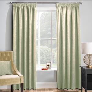 Matrix Thermal Blockout Ready Made Pencil Pleat Curtains Green