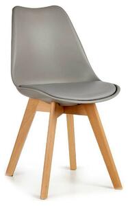 Dining Chair Grey Light brown Wood Plastic (48 x 43 x 82 cm)