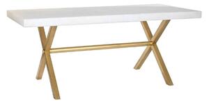 Dining Table DKD Home Decor White Golden Brass Mango wood 180 x 90 x 76 cm