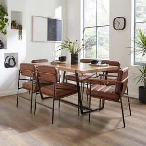 Bude Dining Chair, Faux Leather Brown