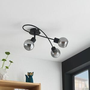 Lindby Elaina LED ceiling lamp 3-bulb long, smoke