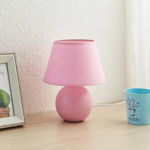Lindby Calliota fabric table lamp round light pink