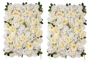 Set of 2 Artificial Premium Mixed Flower Walls White