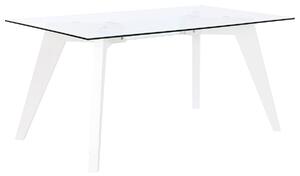 Dining Table DKD Home Decor White Transparent Crystal MDF Wood 160 x 90 x 75 cm