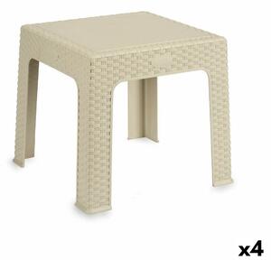 Child's Table Rattan Cream Plastic 47 x 42,5 x 47 cm (4 Units)