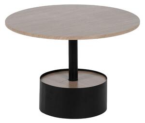 Centre Table Black Natural Iron MDF Wood 65 x 65 x 37,5 cm