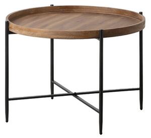 Centre Table Black Natural Iron Fir wood 80 x 80 x 55 cm