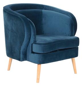 Armchair DKD Home Decor Blue Natural Polyester Velvet Wood Metal 78 x 78 x 78 cm