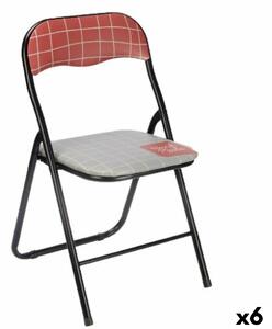 Folding Chair Hand Made Brown Black Grey PVC Metal 43 x 46 x 78 cm (6 Units)