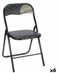 Folding Chair Quality Black Grey PVC Metal 43 x 46 x 78 cm (6 Units)