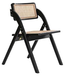 Folding Chair DKD Home Decor Black Natural Rattan Elm wood 53 x 60 x 79 cm